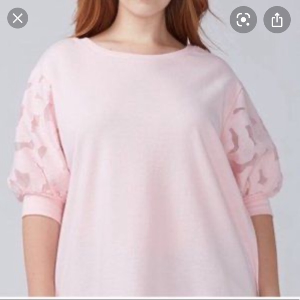EUC Lane Bryant 18/20W Powder Pink Puff Sleeve Top